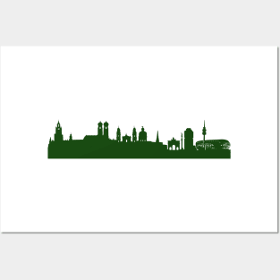 MUNICH skyline in forest green Posters and Art